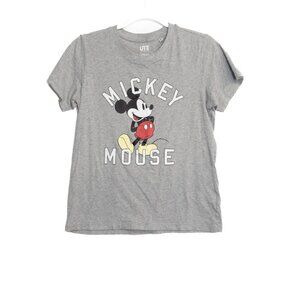 Mickey Mouse Size M Graphic Gray T-Shirt By Uniqlo 100% Cotton For Adults